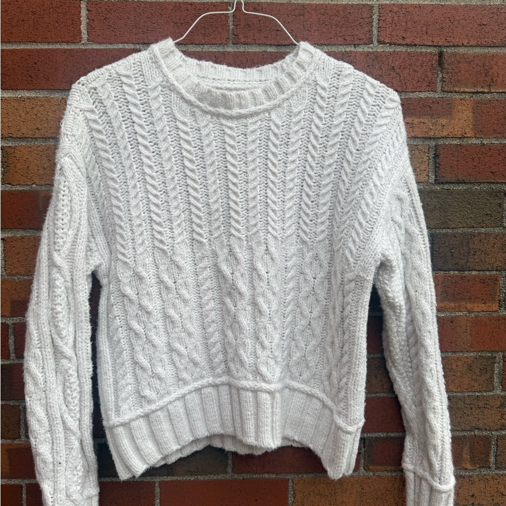 Lucky Brand White Cable Knit Sweater Size Small